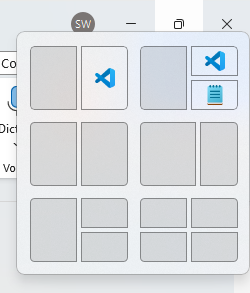 Hovering over maximise button for window snap options